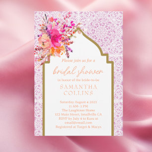 Chic Mediterranean Tile Lilac Watercolor Blommigt Inbjudningar