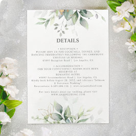 Chic Mejerigrey eucalyptus löv guld bröllop Tilläggskort