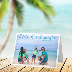 Chic Mele Kalikimaka Beach-julfoto Foldad Helgkort