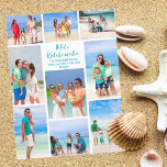 Chic Mele Kalikimaka Family Photo Collage Beach Helg Vykort<br><div class="desc">Chic anpassade strandfamiljs fotokollage julvykort med dina favorittropiska foton i sol. Lägg till 9 av dina favoritminnen från din ö-semester till kusten. Ett vackert vykort för kustnära helgdag med en ren,  modern fotograflayout och ett söt blått skript.</div>
