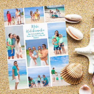 Chic Mele Kalikimaka Family Photo Collage Beach Helg Vykort