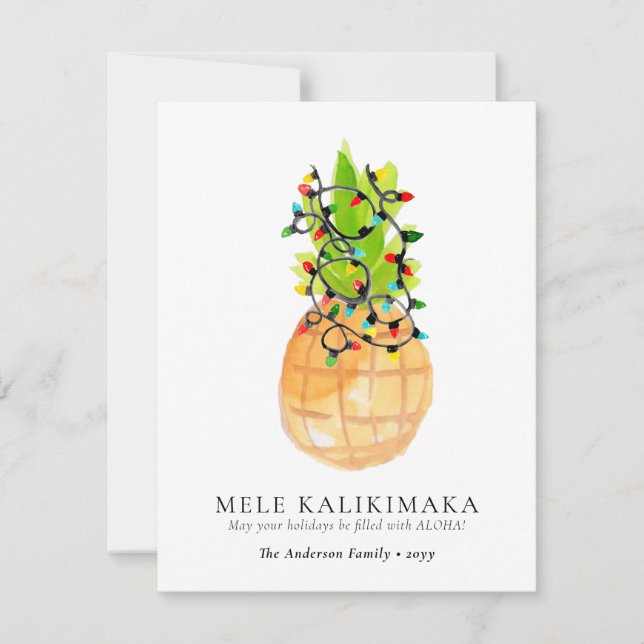 Chic Mele Kalikimaka Pineapple Hawaiian jul Julkort (Framsida)