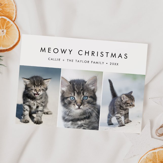 Chic Meowy jul - ny katefoto-familj Julkort (Skapare uppladdad)