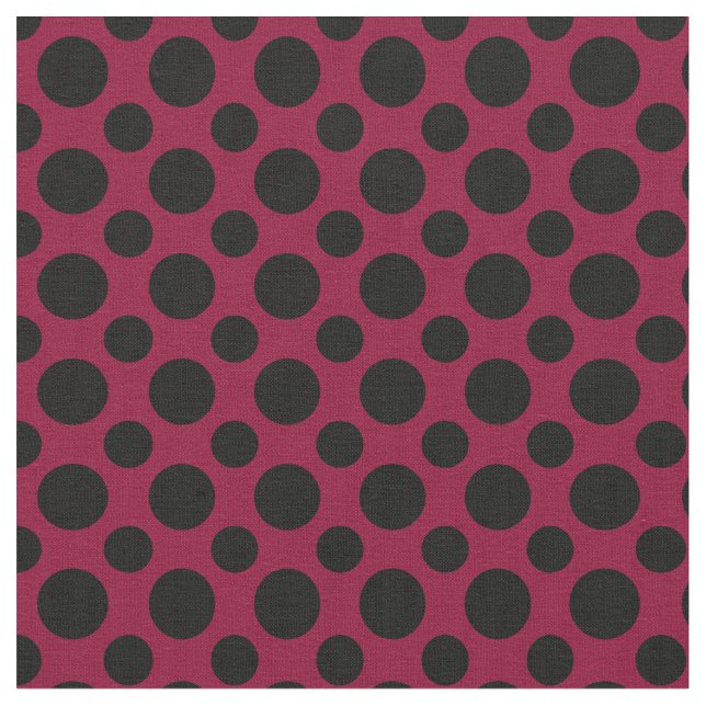 Chic Merlot/Burgundy svart polka dots Tyg (Närbild)
