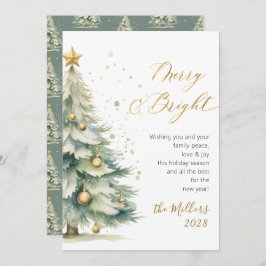 Chic Merry och Bright Guld Script Julgran Julkort