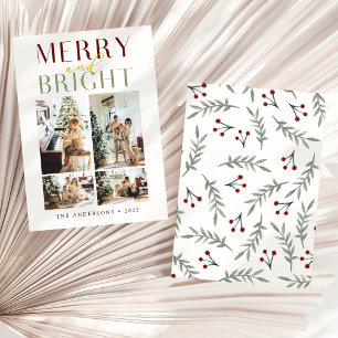Chic Merry och ljus fyra foto Julkort