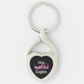 Chic, Metal Keychain Twisted Heart Silverfärgad Nyckelring