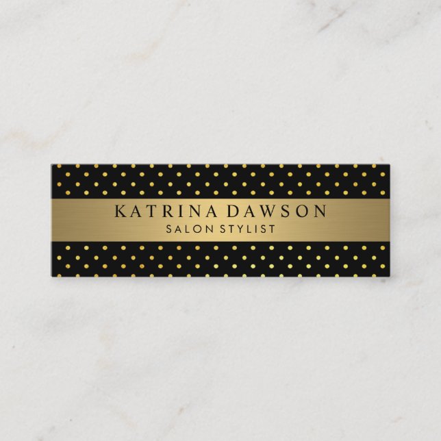 Chic Metallic Guld med Polka dots Mini Visitkort (Framsida)
