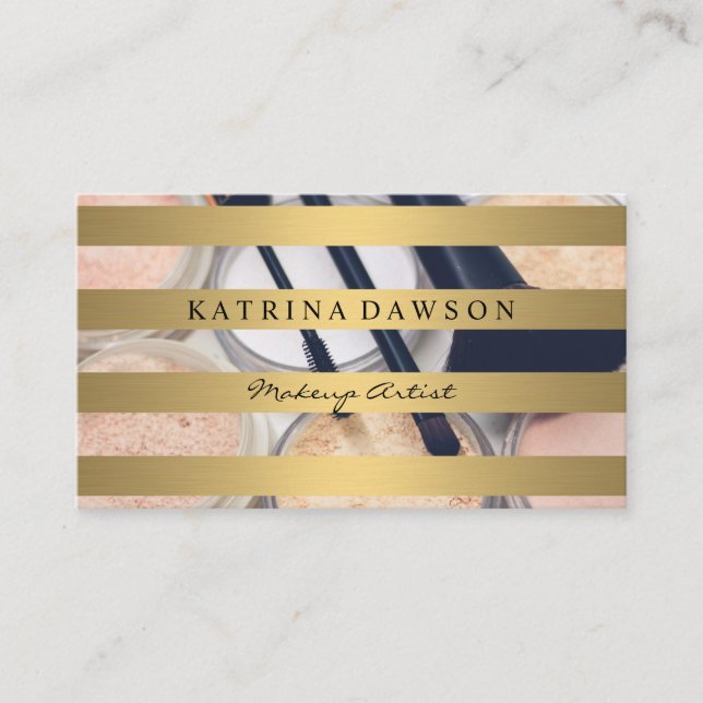 Chic Metallic Guld Rand Makeup Palette Visitkort (Framsida)