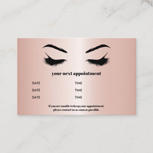Chic Metallic ro guld Browbar Eyelash Luxury Visitkort (Framsida)