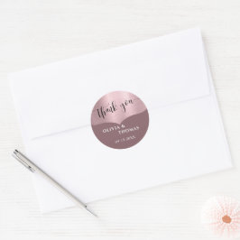 Chic Metallic Ro Guld Script Bröllop Tack Runt Klistermärke