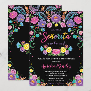 Chic Mexikansk Blommigt Señorita Baby Shower Girl Inbjudningar