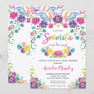 Chic Mexikansk Blommigt Senorita Baby Shower Girl Inbjudningar