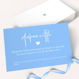 Chic Mid Blue Pojke Shower Diaper Raffle Anteckningskort