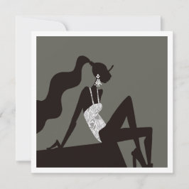 Chic mignight Summer PoolParty FashionIllustration Inbjudningar
