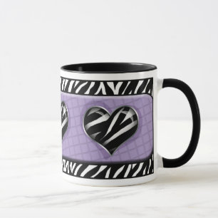 Chic min purpurfärgade zebra tryckmugg för hjär mugg