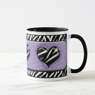 Chic min purpurfärgade zebra tryckmugg för hjärta mugg