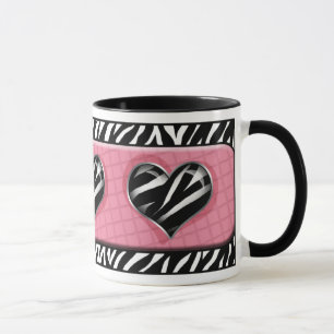 Chic min rosa zebra tryckmugg för hjärta mugg