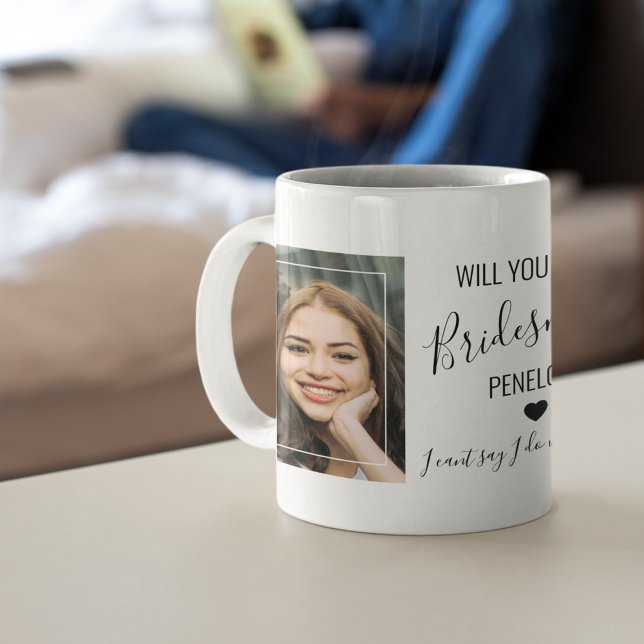 Chic Minimal Foto | Vill du vara min brudtjänare Kaffemugg (Skapare uppladdad)