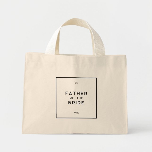 Chic Minimal Fransk Monogram Far i briden Mini Tygkasse (Framsidan)