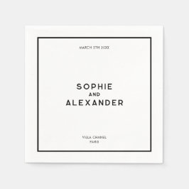Chic - minimal Fransk, svart och vit Bröllop Pappersservett