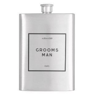 Chic Minimal Fransk Svartvitt Groomsman Namn Fickplunta