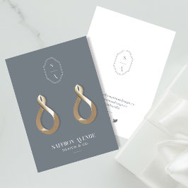 Chic Minimal Grått Anpassningsbar  Monogram Earrin Visitkort