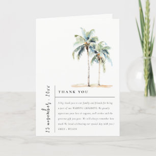 Chic Minimal Handflatan Träd Tropical Bröllop Foto Tack Kort