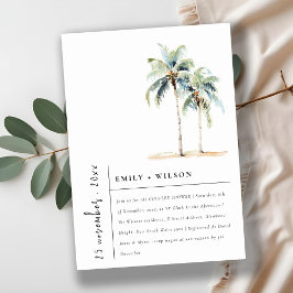 Chic Minimal Handflatan Träd Tropical Par Shower Inbjudningar