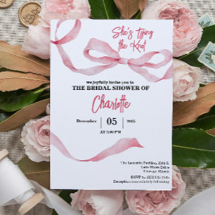 Chic Minimal Hon ska knyta knuten Bridal Shower Inbjudningar
