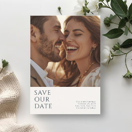 Chic Minimal Modern Photo Monogram Wedding Spara Datumet