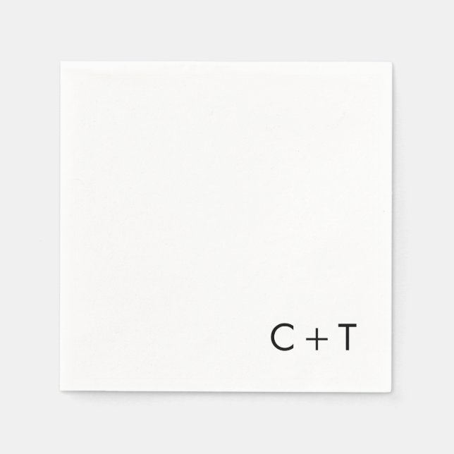 Chic Minimal Modern Plus-tecken Monogram Bröllop Pappersservett (Framsidan)