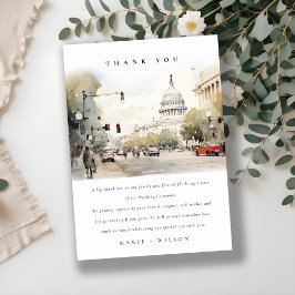 Chic Minimal Washington DC, USA Watercolor Bröllop Tack Kort