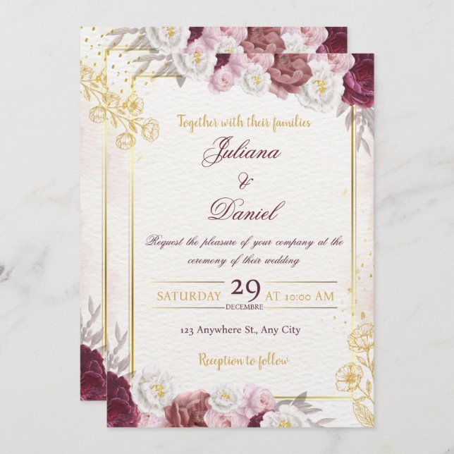 Chic Minimal Wedding Invitation Inbjudningar (Fram/baksida)