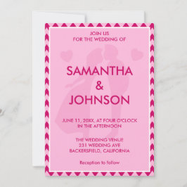 Chic Minimalist Blush Pink Chevron Wedding Inbjudningar