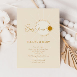 Chic Minimalist Boho Sunshine Baby Shower Inbjudningar