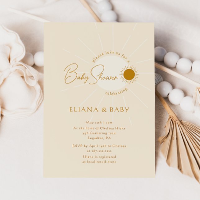 Chic Minimalist Boho Sunshine Baby Shower Inbjudningar (Skapare uppladdad)