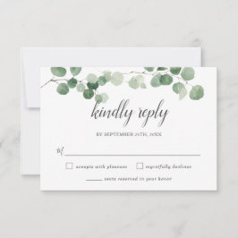 Chic Minimalist Eucalyptus Greenery Reply Bröllop OSA Kort