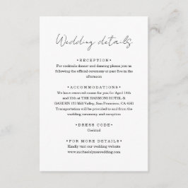 Chic Minimalist Handwriting Script Wedding Details Tilläggskort