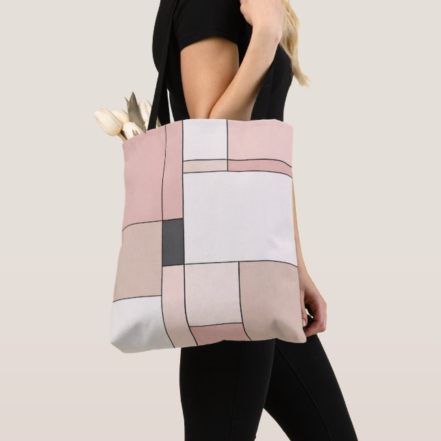 Chic Minimalist Sakura Rectangles Tote Bag Tygkasse (Närbild)