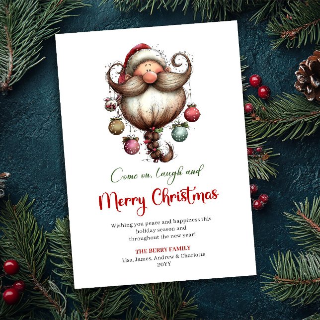 Chic minimalist snygg jul tomte vattenfärg jul julkort (Minimalist Quirky Santa Watercolor Christmas Greeting)