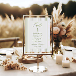 Chic Minimalist Stripe Green Wedding Bordsnummer