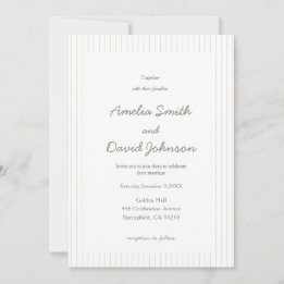 Chic Minimalist Stripe Green Wedding Invitation  Inbjudningar
