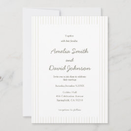 Chic Minimalist Stripe Green Wedding Invitation  Inbjudningar