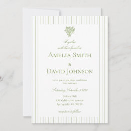 Chic Minimalist Stripe Green Wedding Invitation  Inbjudningar