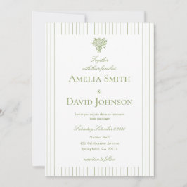 Chic Minimalist Stripe Green Wedding Invitation  Inbjudningar