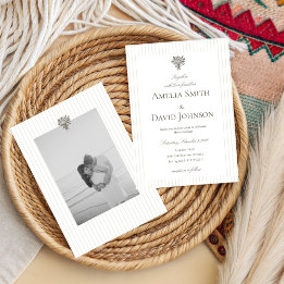 Chic Minimalist Stripe Green Wedding Invitation  Inbjudningar