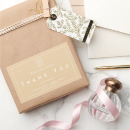 Chic Minimalist Thank You Business Logo Beige Rektangulärt Klistermärke