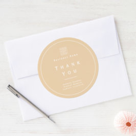 Chic Minimalist Thank You Business Logo Beige Runt Klistermärke