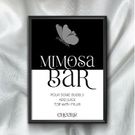 Chic Minimalist Typography Butterfly Mimosa Pub Poster